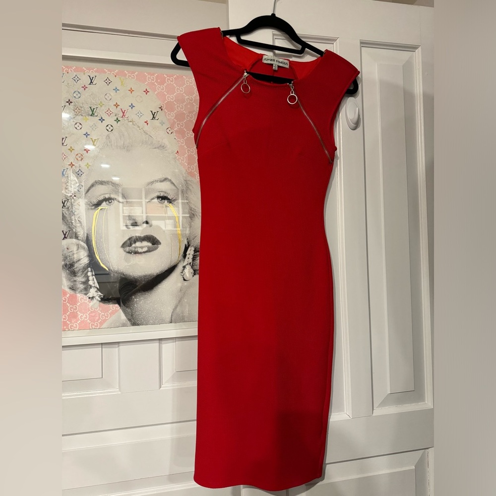 Woman red dress